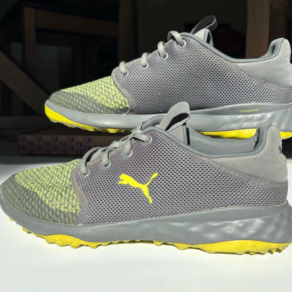 PUMA Men's Grip Fusion Sport Golf Shoe Grey And Yellow Size US 11.5
